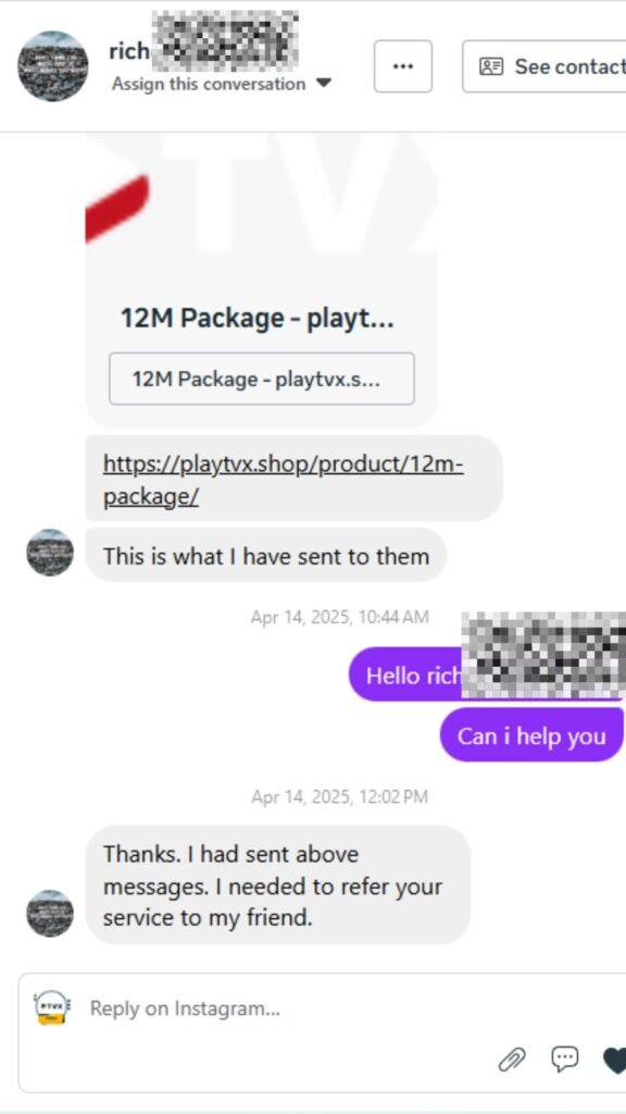 Customer review conversation screenshot 2