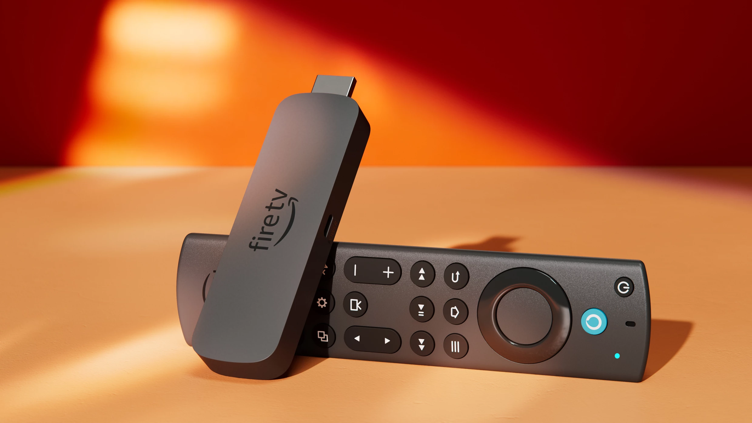 Fire TV Stick and remote on a table – used for installing IPTV Smarters Pro on Firestick (Complete Setup Guide 2025)