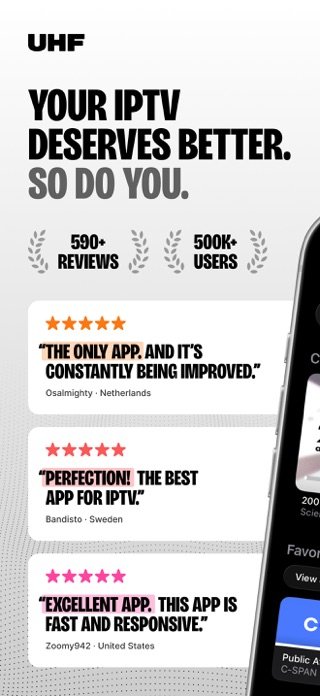 UHF IPTV player for iOS App Store screenshot