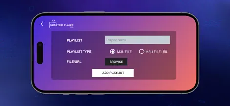 Smarters Player Lite M3U playlist setup screen on iPhone