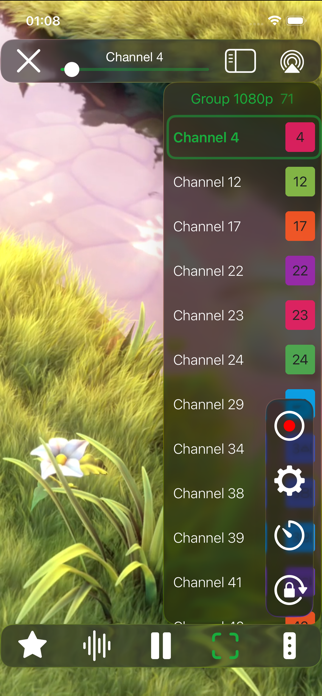 Flex IPTV iPhone player interface screenshot