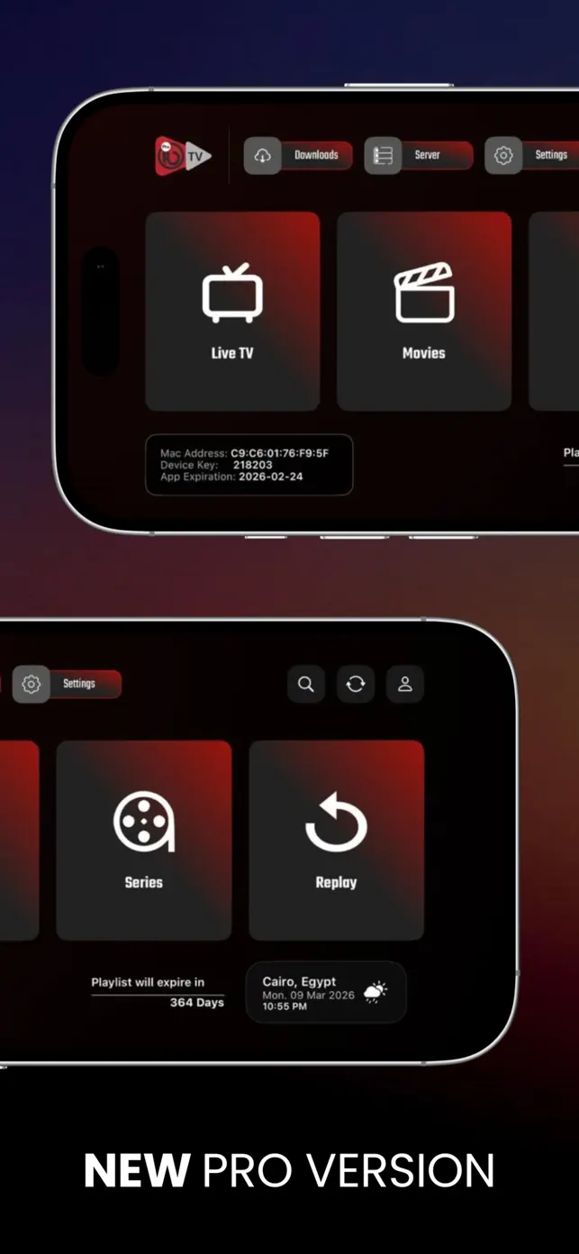 IBO Player Pro interface on iPhone showing Live TV and Movies